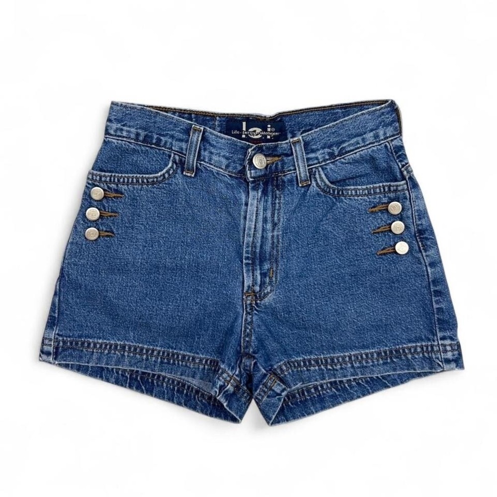 Vintage Y2K LEI Blue Denim Shorts Size XXS Button‎ Detail Retro 90s